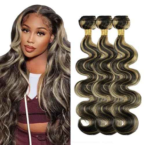 28 30 32 inch Vinmdonm P1B27 Highlight Human Hair Bundles Honey Blonde Body Wave 3 Bundles 300g Ombre Black and Blonde Bundle Human Hair Extensions