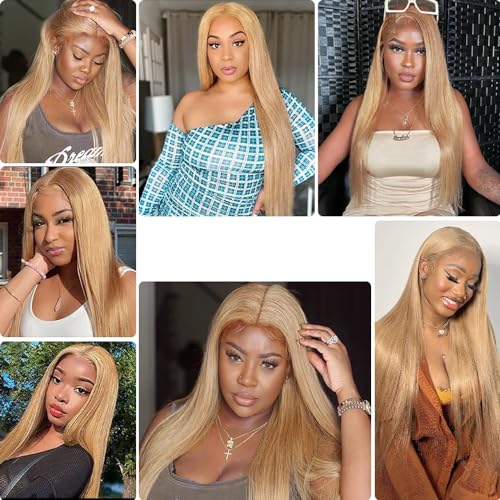 Color 27 Straight Human Hair Bundles Brazilian Virgin Hair Color 27 Bundles Human Hair 14 16 18 Inch Honey Blonde Remy Hair Extensions