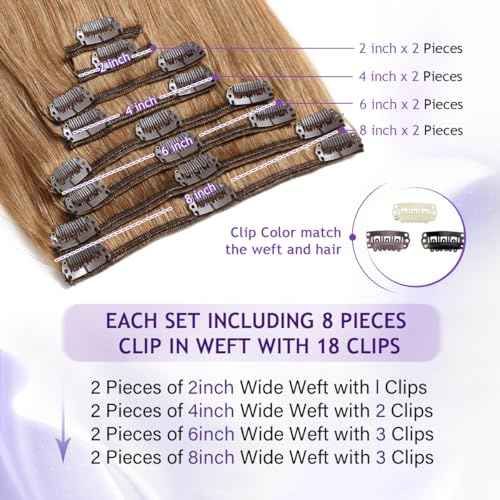 Clip in Hair Extensions Real Human Hair, 20inch 110g/3.8oz, 100% Brazilian Remy Human Hair Clip ins for Women, Straight Seamless Double Weft Hair Extensions, Invisible 8pcs, #6 Chestnut Brown