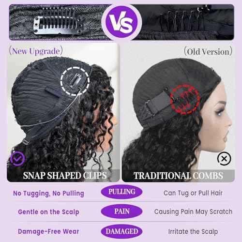 Kinky Curly Half Wig Human Hair 200 Density Glueless Wig Curly Half Wig Invisible Wire Snap Clips Drawstring Flip Over Easy Wear Headband Wig Human Hair Beginner Friendly 22 Inch