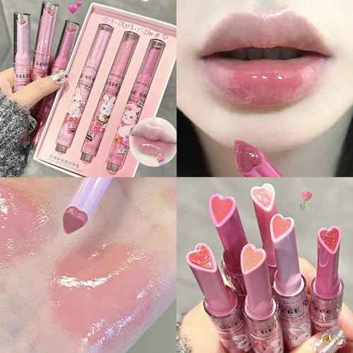 6 Colors Cute Jelly Lipstick Set, Shine Hydrating Lip Gloss, Moisturizing Tinted Lip Balm, Smooth Nourishing Lip Care Lip Tint with Gift Box