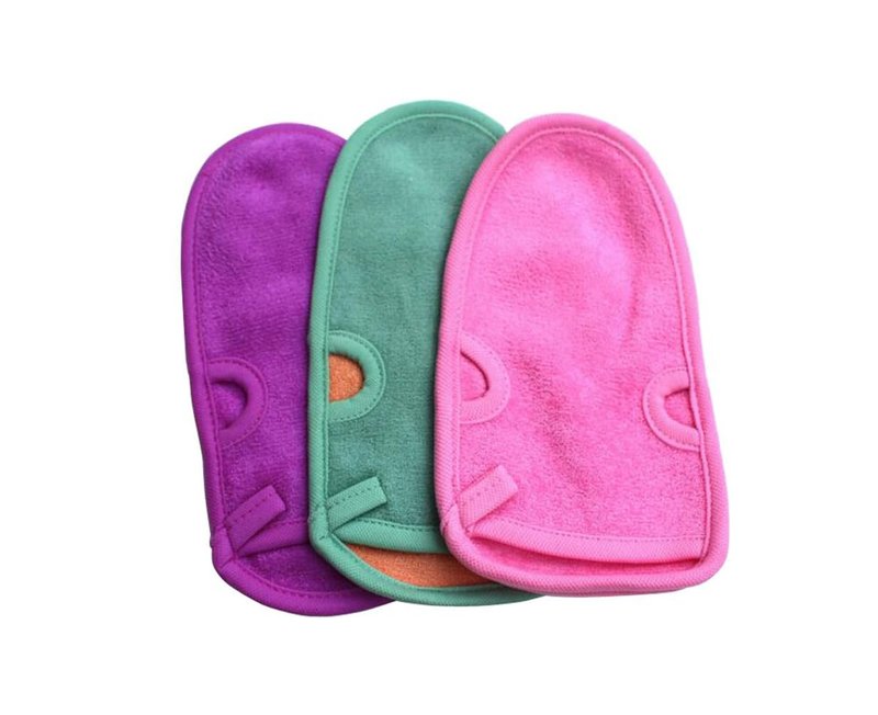 Erioctry 3PCS Reusable Bathing Shower Mittens Soft Back Rubbing Gloves Exfoliating Body Wash Massage Spa Mitt for Adult and Kids Family (Color Random)