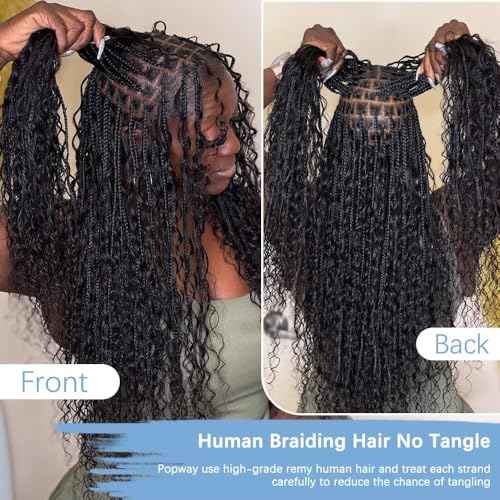 Human Braiding Hair for Boho Braids 150g 20 Inch 6 Bundles/Pack Dark Brown Human Hair Deep Wave Bundles Boho Hair for Braiding 12A Knotless Human Hair Braiding Hair Curly Hair Extensions 2#
