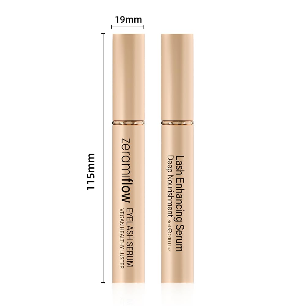 ZeramiFlow Eyelash Serum – Fuller, Longer-Looking Lashes, Vegan Lash Enhancing Serum with Peptides & Panax Ginseng, Gentle for Sensitive Eyes, Oil-Free, 0.1 fl oz