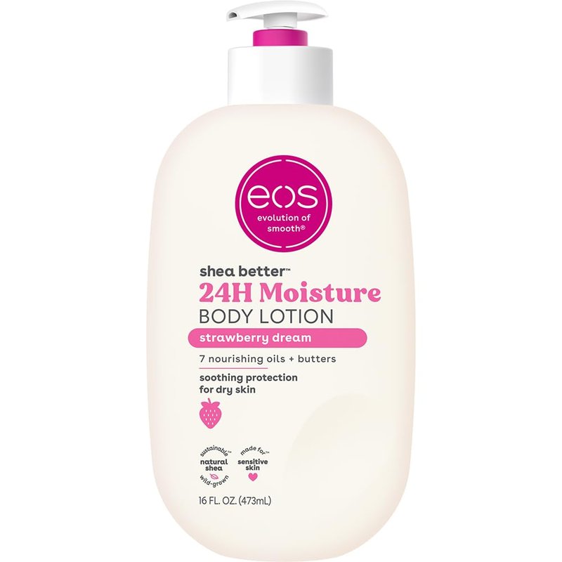 eos Shea Better Body Lotion - Strawberry Dream | 24-Hour Moisture, Lightweight & Non-Greasy, 16 fl oz