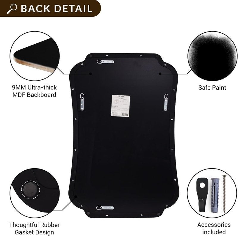 ANDY STAR Brushed Nickel Scalloped Bathroom Mirror - 26"x38" Metal Frame for Vanity & Entryway
