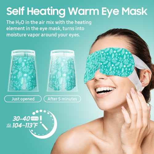 30Packs Steam Eye Mask, Heated Eye Mask Warm Compress for Eyes, Self Heating Disposable Steam Mask for Home Sleep, Spa, Travel Essentials & Relaxation Gifts, Stocking Stuffers (Unscented)