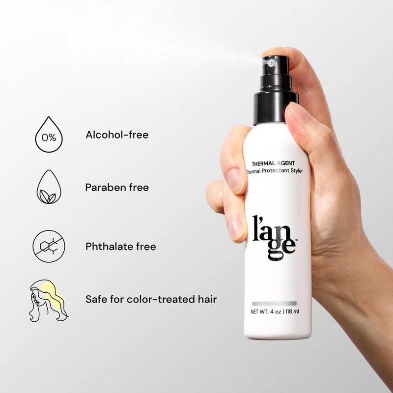 L'ANGE HAIR Thermal Agent Heat Protectant Spray - 450°F Protection for Frizz Control & Shine | Lightweight & Non-Greasy, 4 fl oz