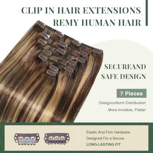 Missme Clip In Hair Extensions Real Human Hair,18in 110g 7pcs Balayage Chocolate Brown To Caramel Blonde Invisible Straight Seamless Clip Ins Hair Extensions For Women