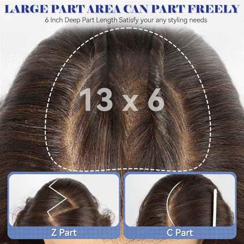 HAIRCUBE 13x6 HD Synthetic Lace Front Wig, 24 Inch Brown Long Curly Layered Wigs, Natural Density Hairline Glueless Wigs for Women Daily Use