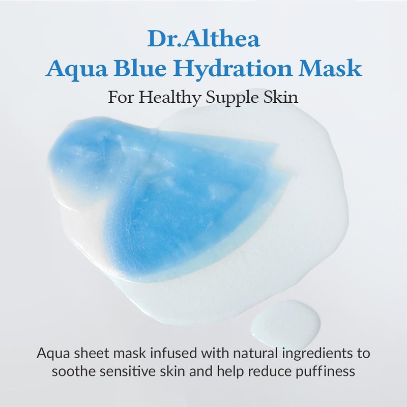 Aqua Blue Hydration Mask - Reduce Puffiness & Boost Hydration | Vegan Korean Sheet Mask (Pack of 4)