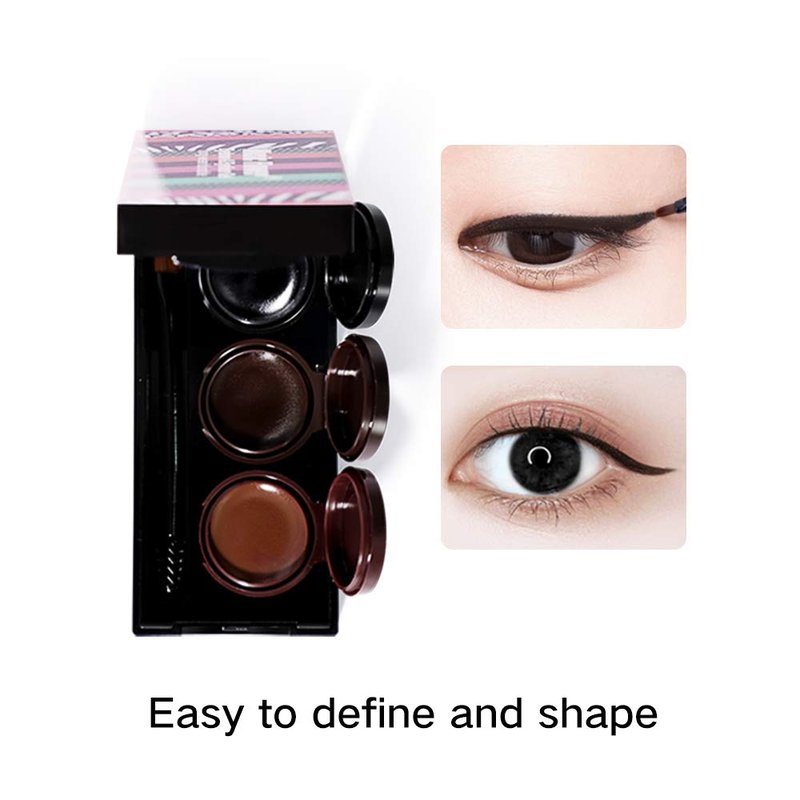 **3 in 1 Eyebrow Gel & Eyeliner - Waterproof, Smudge-Proof, Long Wear | Black & Brown with Brush**