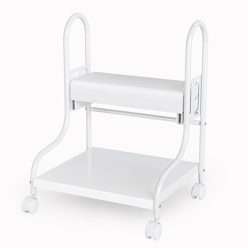Pedicure Cart - Adjustable Height Foot Bath Trolley with PU Cushion | Portable Nail Esthetician Cart for Manicure & Massage (White)