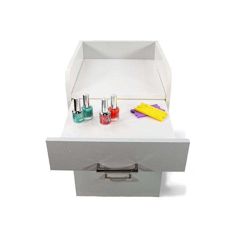 Milan Pedicure Trolley - Rolling Nail Salon Cart with Storage Drawer | White & Ash Grey