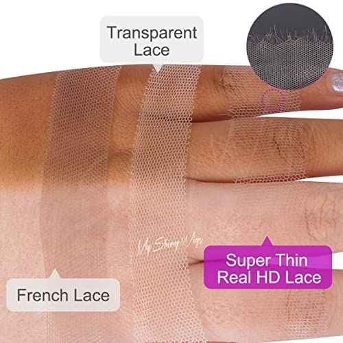 Myshinywigs Bleached Knots 5x5 Real HD Lace Closure Skinlike Straight Human Hair Closure Pre Plucked with Baby Hair Brazilian Virgin Thin Invisible 5x5 Lace Closure Serrated Edge 16 Inch Closure Only