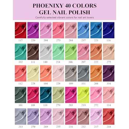 phoenixy 61 PCS Gel Nail Polish Kit with U V Light, 40 Basic Colors Collection Gel Nail Polish Set with 48W Nail Lamp Manicure Starter Gel Nail Kit Base Top Coat Christmas Gifts for Women
