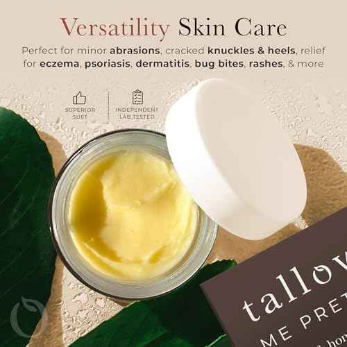 Tallow and Honey Balm, Rich and Comforting Grass Fed Beef Tallow Balm, Seals in Moisture, Promotes Skin Repair & Calms Irritated Skin, 1.7 oz