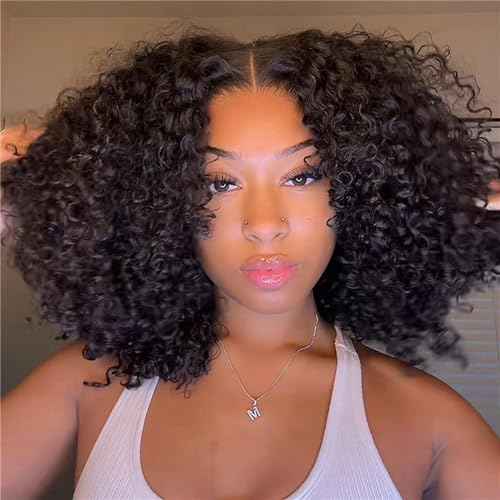 Wiggins Ready And Go Glueless Wigs Human Hair Curly Lace Front Wigs Human Hair Pre Plucked Bleached Knots Curly Hair Products Pre Cut Lace 4x7 Lace Front Wig Glueless Wigs For Women 14 Inch