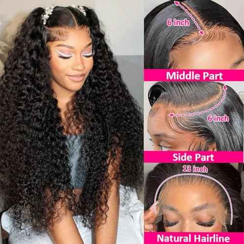 28 Inch Water Wave Lace Front Wigs Human Hair 13x6 HD Lace Frontal Wigs Pre Plcked Deep Part Curly Wig for Women 200% Density Water Wave Lace Front Wigs With Baby Hair