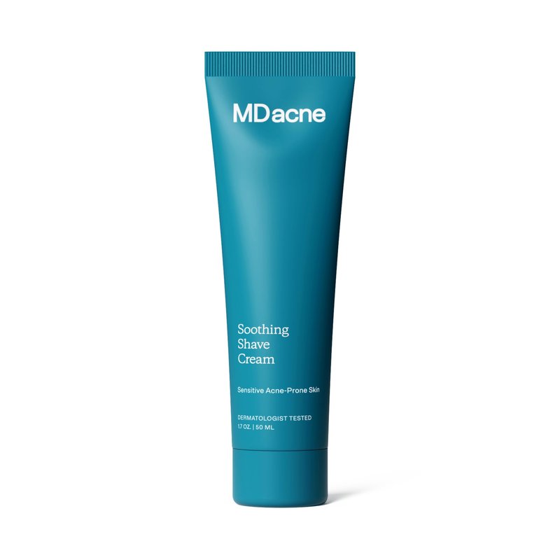 MDacne Shaving Cream for Acne-Prone Skin - Soothing, Oil-Free, Eliminates Razor Burn, Cuts & Infections - Reduce Skin Irritation & Prevent Shave Bumps - Vegan, Paraben-Free & Cruelty-Free