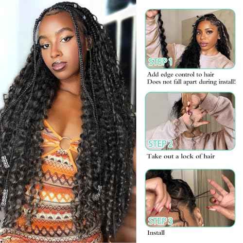 12 Inch Human Braiding Hair for Boho Braids 100g Deep Wave Curly Boho Hair for Braiding Knotless 3 Bundles/Pack Natural Black