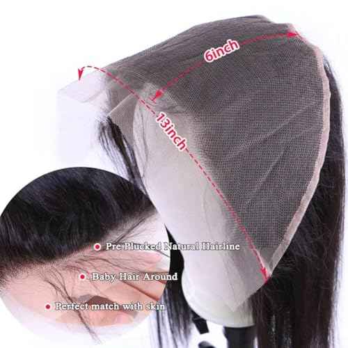 MSGEM 13x6 Lace Frontal Body Wave HD Transparent Frontal Ear to Ear 13x6 Lace Frontal Closure With Baby Hair Free Part 100% Virgin Human Hair Closure Natural Hairline 150% Density 18inch