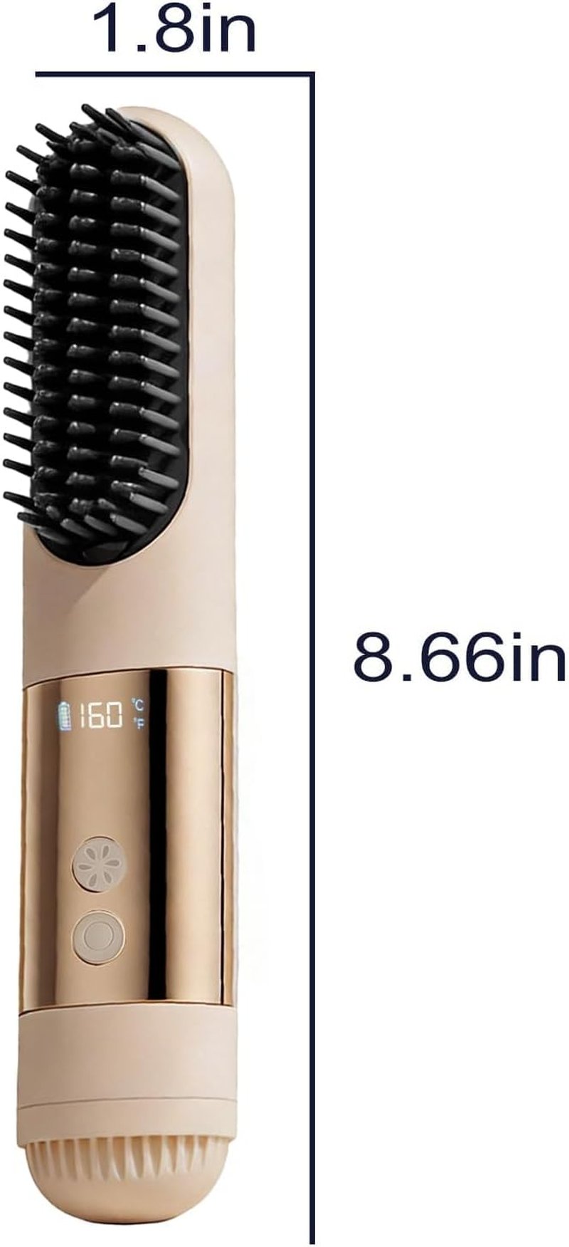 Go Brush Pro Hair Straightener Brush - Portable Cordless Design with LED Display & Cool Air Setting | Travel-Friendly Blue
