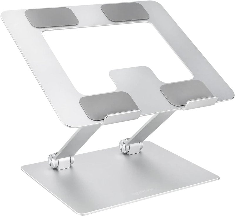 Ergonomic Laptop Stand - Height Adjustable & Portable Riser with Ventilated Cooling | Fits Laptops Up to 15.6 Inch - Silver