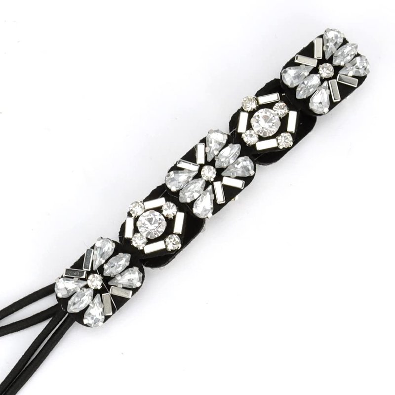 Amariver 2 Pieces Rhinestone Beaded Elastic Headband，Fashion Headbands Handmade Hair Bands Hair Accessories for Lady Woman 20-25" Fits for Most (Style B)