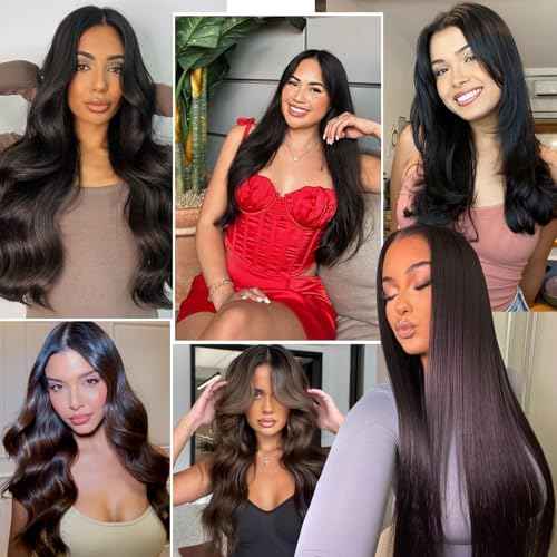 Clip in Extensions Real Human Hair Dark Brown Remy Lace Weft 16 Inch 7PCS 120g for Women