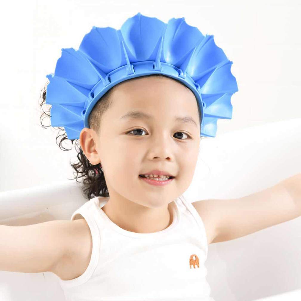 Baby Shower Cap Silicone Bathing Hat, Adjustable Shower Cap Kids, Infants Soft Protection Hat Safety Visor Cap Hat for Toddler Children 1-12 Years old/16.5-22.8 Inches