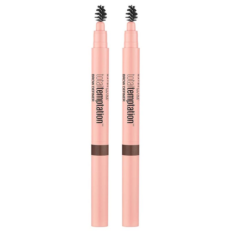 Maybelline Total Temptation Eyebrow Definer Pencil - Medium Brown, 2 Count for Perfectly Defined Brows