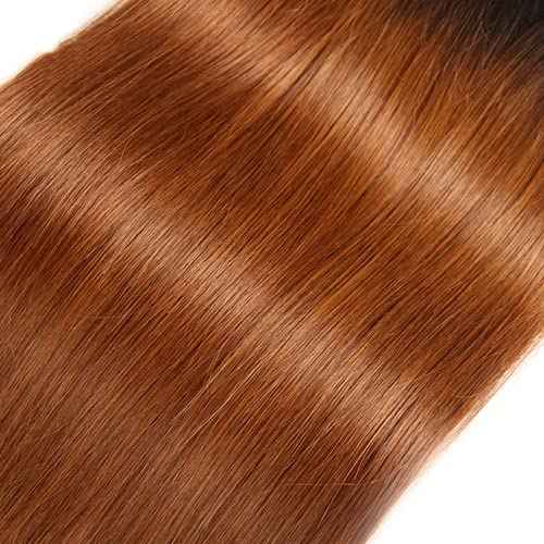 1B30 Bundles Ombre Brown Straight Human Hair Bundle Two Tone Black And Light Brown 3 Bundles 20 22 24 Inch Color 30 Straight Bundle Hair Extensions 300G