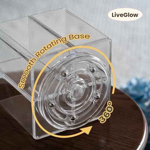 Clear Makeup Brush Holder,Acrylic Rotating 360¡ÆMakeup Brush Organizer,Pen holder with 4 Grids,Makeup Holder for Courtup,Containers for Desk,1pc