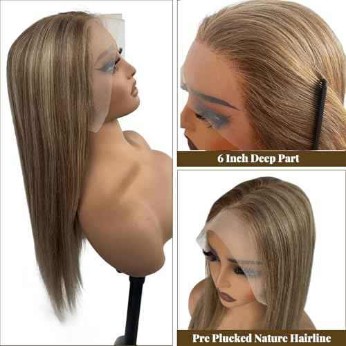Belaved 22 Inch Ombre Lace Front Wig Human Hair 13x4 Straight Highlight Light Brown to Brown with Ash Blonde Lace Closure Wigs Human Hair for Women Real Brazilian Virgin Pre Plucked Hairline