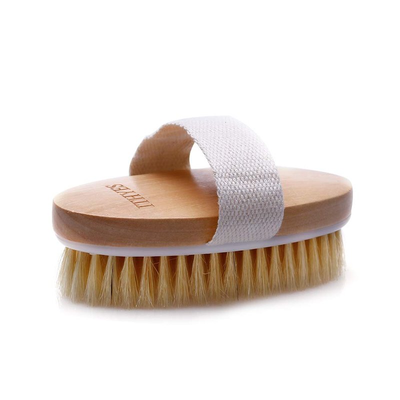 2PCS Ithyes Dry Brushing Body Brush Exfoliating Brush Natural Bristle bath Brush for Remove Dead Skin Toxins Cellulite,Improves Lymphatic Functions,Exfoliates,Stimulates Blood Circulation