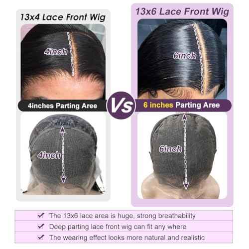28 Inch 13x6 Lace Front Wigs Human Hair Pre Plucked 220% Density Body Wave HD Lace Front Wigs Human Hair Natural Black Glueless Frontal Wig for Women