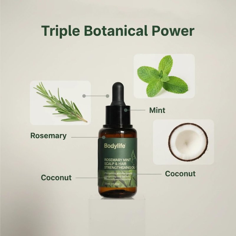 Rosemary Mint Hair Strengthening Oil - Nourishing Essential Oils for Thicker, Healthier Hair | 1.11oz