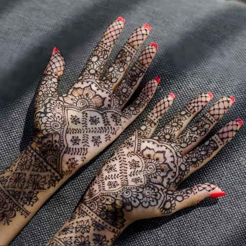 Large Henna Tattoo Stencil Kit,8 Sheets Henna Tattoo stickers for Hand Forearm Glitter Airbrush Diy Tattooing Template, Indian Temporary Tattoo Stickers for Women Girls