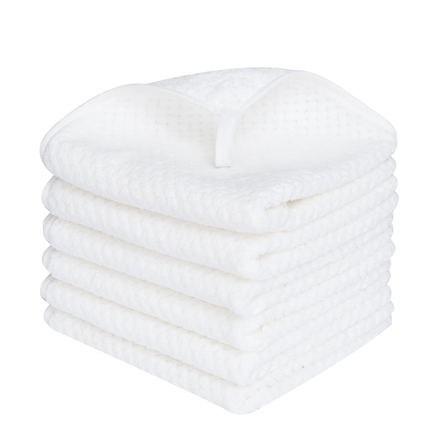 MaopaoBeauty Washcloth Set for Bathroom - Quick Drying - Ultra Soft Microfiber Absorbent Towel for Bath Fitness, Gym, Shower, Hotel, and Spa - 13x13 Inch | Set of 6, White