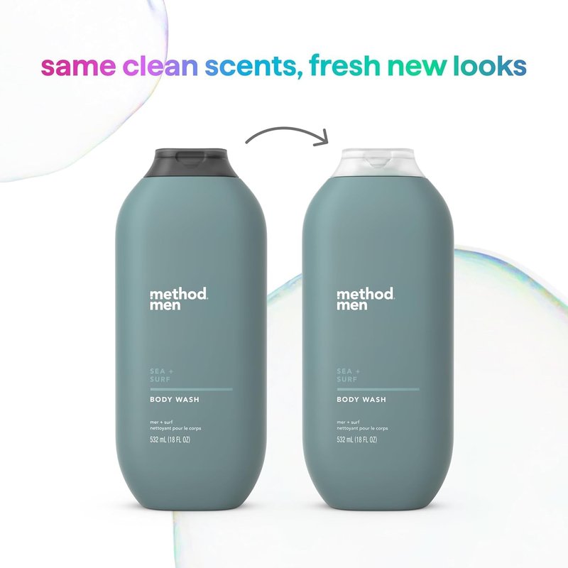 Method Men Body Wash - Sea and Surf Scent | Paraben-Free, Quick-Lathering Cleanser, 18 oz