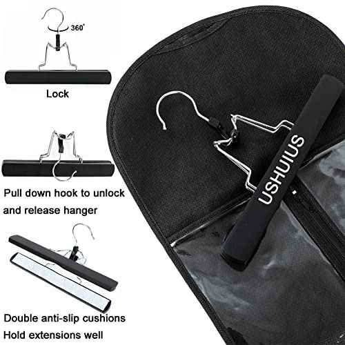 2Pcs Hair Extension Holder, Extra Long Wig Storage Bag with Hanger, Hair Extensions Wig Storage for Multiple Wigs, Hairpieces, Portable Travel-Ready Hair Extensions Bag (31.5 Inch, 2Pcs Black)