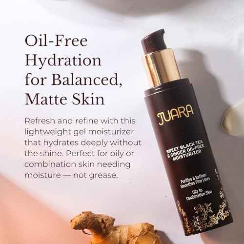 JUARA: Sweet Black Tea & Ginger Oil-Free Moisturizer | Matte Finish Lotion Reduces Shine | Deluxe Moisturizing Facial Treatment | Plumping Hyaluronic Acid | Paraben & Sulfate Free | Vegetarian | 1.7oz