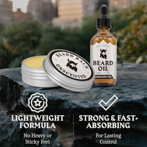 Striking Viking Beard Balm & Beard Oil for Men ? Unscented, 1 Fl Oz Each - Dual-Use Leave In Conditioner - Tames, Styles & Moisturizes ? With Naturally-Derived Argan & Jojoba Oil