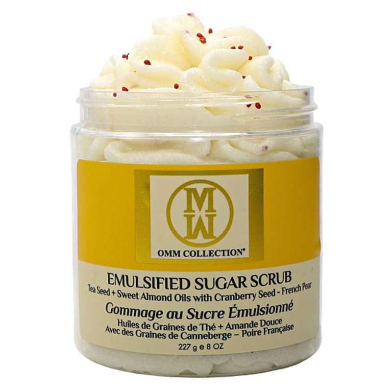 OMM Collection Natural French Pear Exfoliating Sugar Scrub -Exfoliating Body Scrub, Hand Scrub & leg scrub, Deep Cleansing & hydrating - Nourishing, Moisturizing & Exfoliate Skin