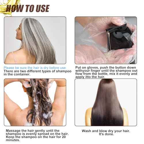 Hair Dye Shampoo 3 in 1, Herbal Shampoo Hair Dye for Women Men, Grey Coverage Shampoo 16.9fl oz Dark Brown
