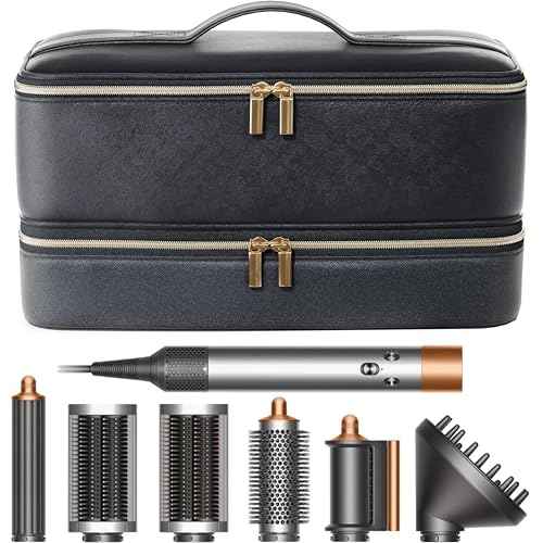 for Shark Flex Style Case, Dyson Airwrap Travel Case, Hair Tools Travel Bag, Shark Hair Dryer case, Airstraight, Air wrap Flexstyle Fusion Organizer, Dyson Accessories Storage (Black & Gold)
