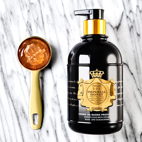 Perlier Imperial Honey Shower & Bath Cream - Nourishing & Soothing Luxury Bath Cream Made With 100% Organic Italian Honey For Deep Moisturization And Hydration (16.9 Fluid Oz.)