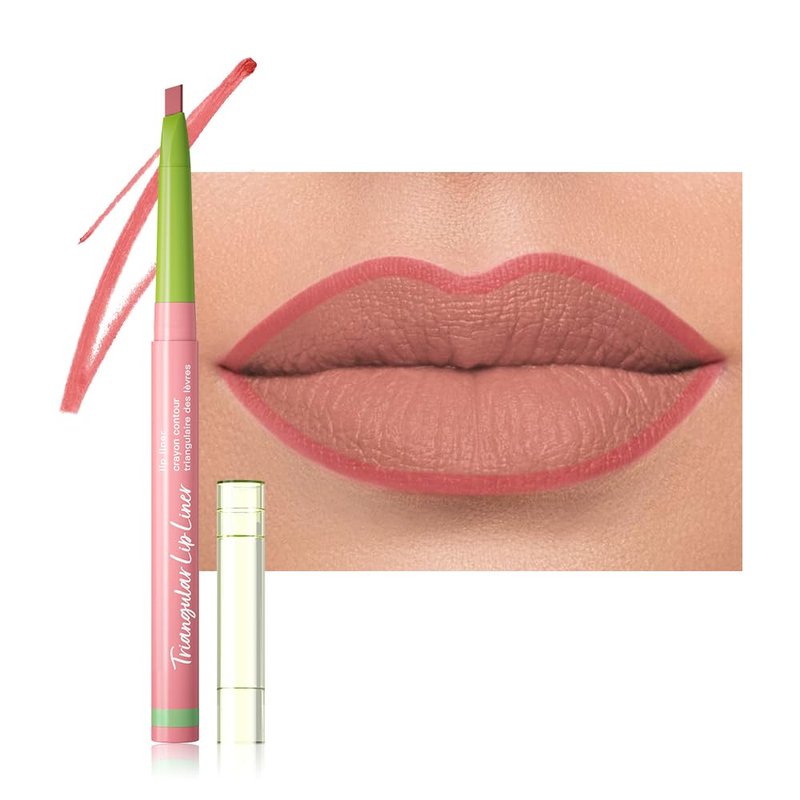 Coral Red Triangle Lip Liner Pencil - Retractable Vegan Lip Filler for Sculpting & Plumping | Longwear, Women’s Makeup