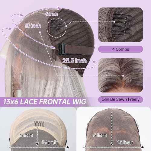 testar Platinum Blonde Wig Lace Front Wigs for White Women 13X6 HD Lace Straight Platinum Wigs 28IN Long Hair Wig Lace Wigs for Women Daily Use